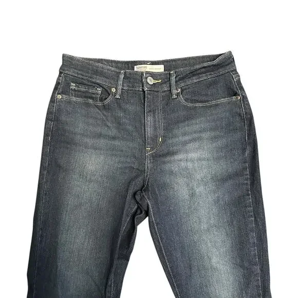Levi Strauss Signature Womens 6M 28x32 Boot Cut Mid Rise Blue Dark Wash Denim - Picture 2 of 12